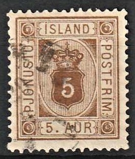 FRIMÆRKER ISLAND | 1876-95 - AFA 4 - Tjeneste - 5 aur brun tk. 14 - Stemplet